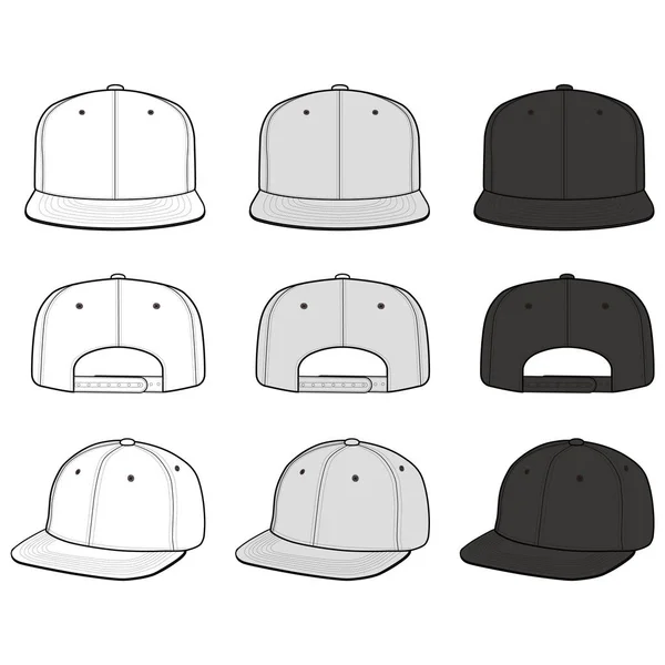 Snapback Cap Moda Design Mockup Vetor Plana —  Vetores de Stock