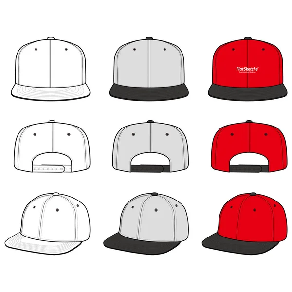 Snapback Cap Diseño Maqueta Vector Plano Moda — Archivo Imágenes Vectoriales