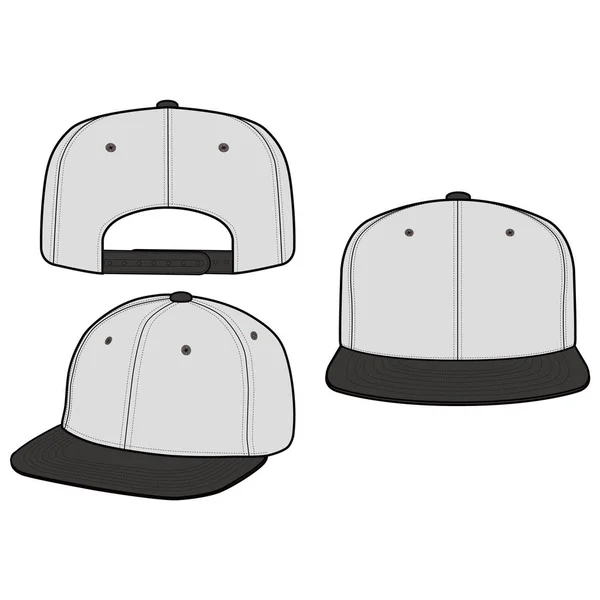 Snapback Cap Modevormgeving Platte Vector Mockup — Stockvector