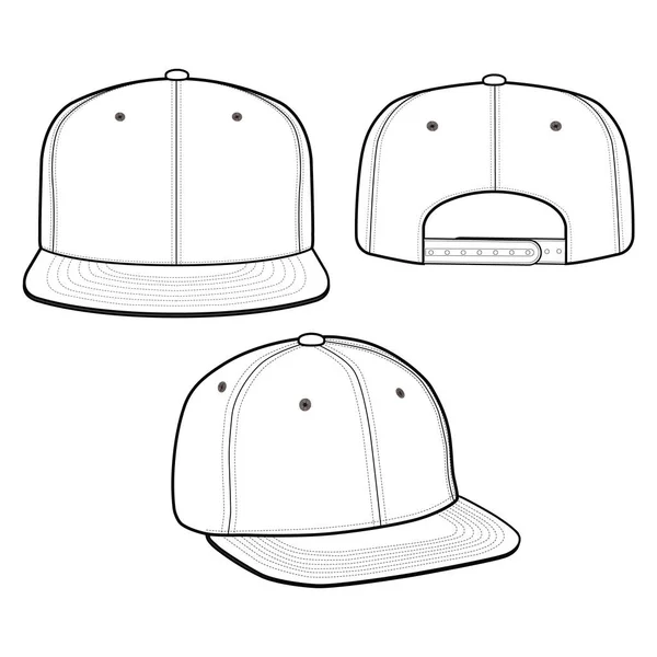 Snapback Cap Fashion Flat Vector Mockup Design — Stock Vector