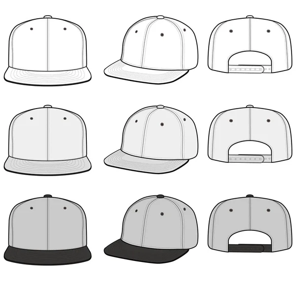 Snapback Cap Мода Плоский Вектор Макет Дизайн — стоковий вектор