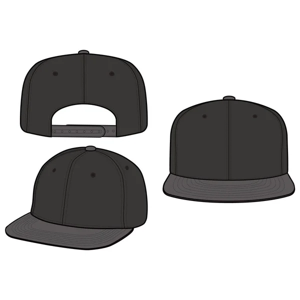 Snapback Cap Moda Design Mockup Vetor Plana — Vetor de Stock