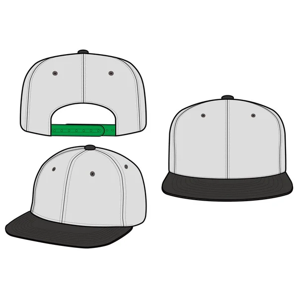 Snapback Čepice Fashion Plochých Vector Mockup Design — Stockový vektor