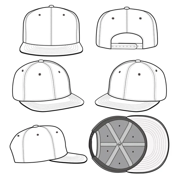 Snapback Cap Fashion Flat Vector Mockup Design — Stock Vector