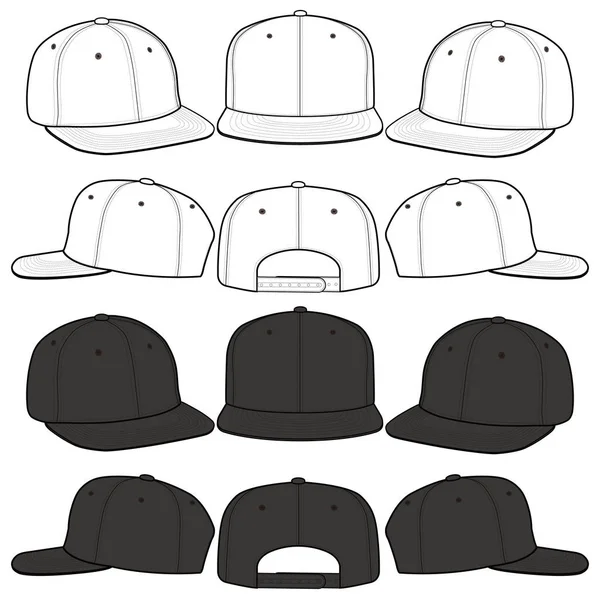 Snapback Cap Diseño Maqueta Vector Plano Moda — Archivo Imágenes Vectoriales