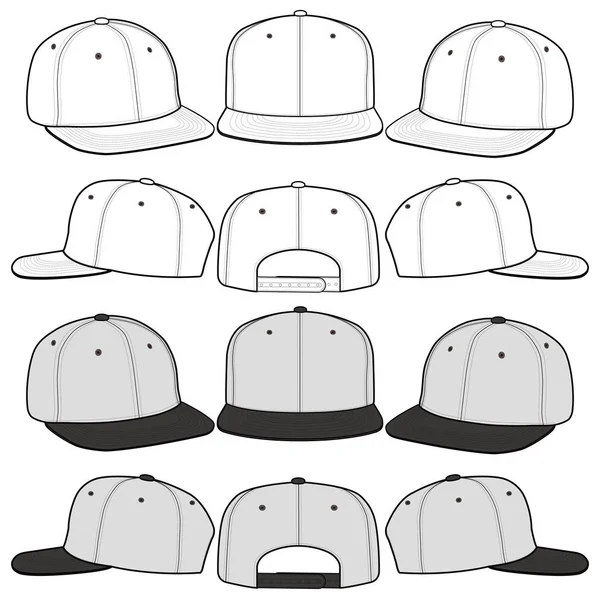 Snapback Cap Мода Плоский Вектор Макет Дизайн — стоковий вектор