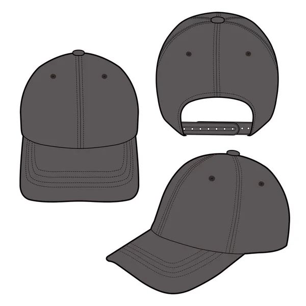 Desain Mockup Flat Vektor Baseball Cap Fashion - Stok Vektor