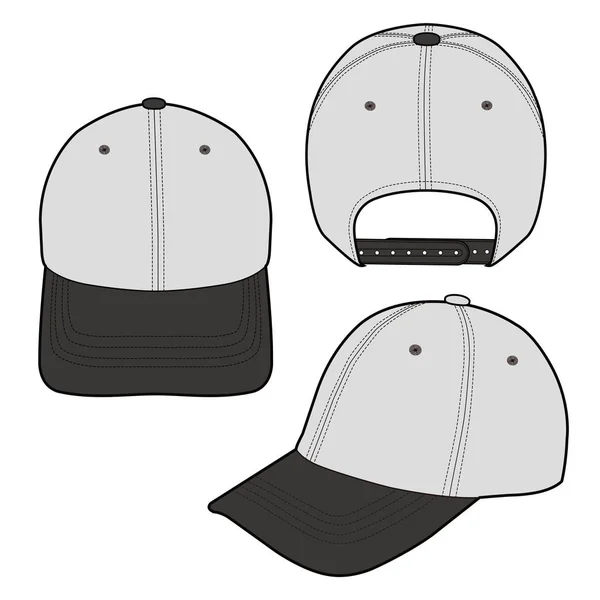 Baseball Cap Platte Vector Mockup Modevormgeving — Stockvector