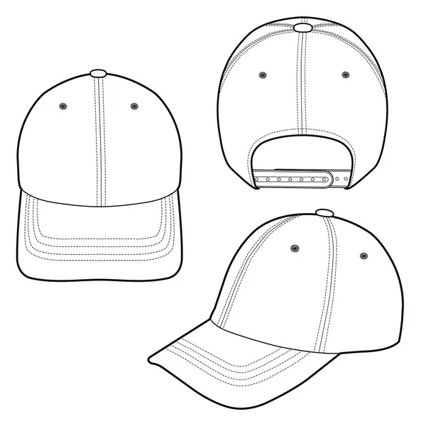 Baseball Cap Fashion Flat Vector Mockup Design — Stock Vector