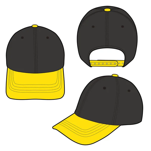 Baseball Cap Platte Vector Mockup Modevormgeving — Stockvector