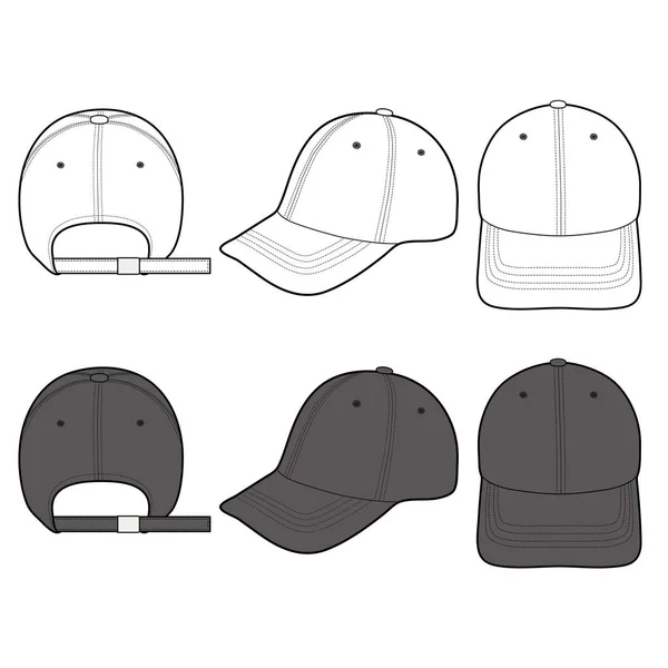 Baseball Cap Modedesign Platt Vektor Mockup — Stock vektor