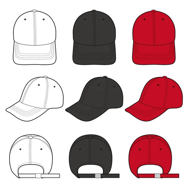 Baseball Cap Fashion Flat Vector Mockup Design — Stock Vector