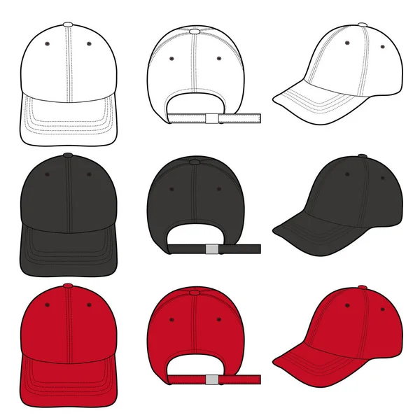 Baseball Cap Fashion Flat Vector Mockup Design — Stock Vector