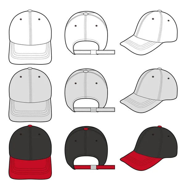 Baseball Cap Fashion Flat Vector Mockup Design — Stock Vector