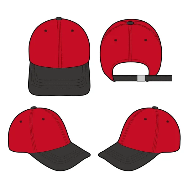 Baseball Cap Fashion Flat Vector Mockup Design — Stock Vector