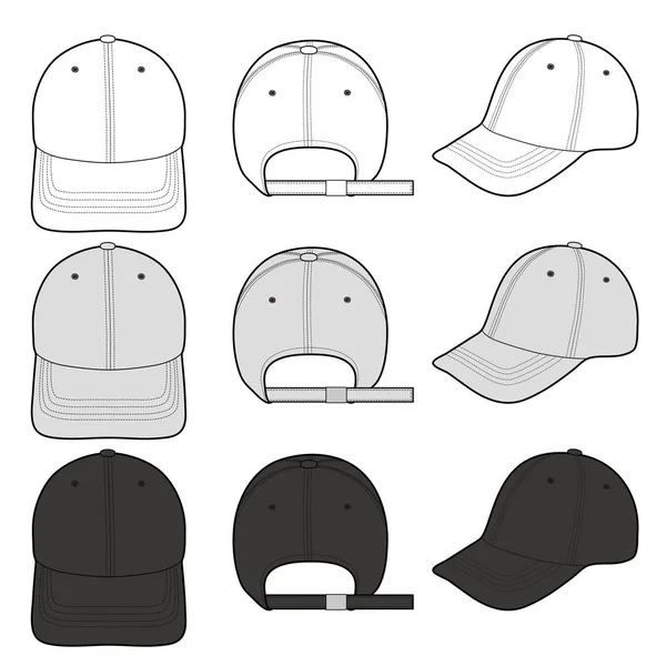 Baseball Cap Modă Design Plat Vector Mockup — Vector de stoc