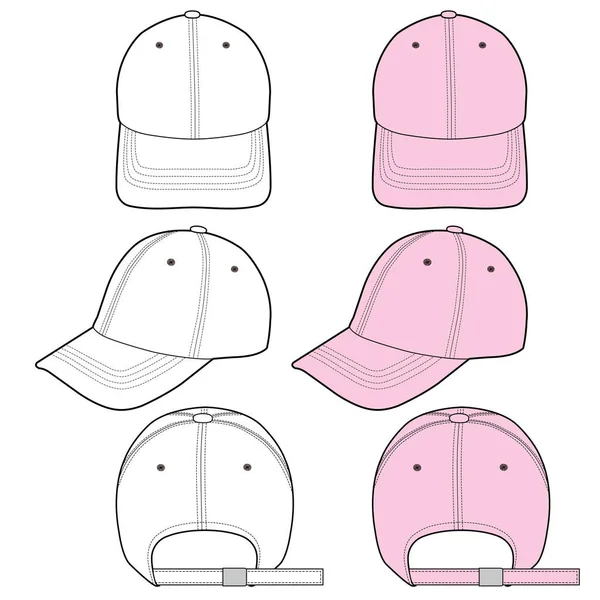 Baseball Cap Módní Ploché Vektor Mockup Design — Stockový vektor