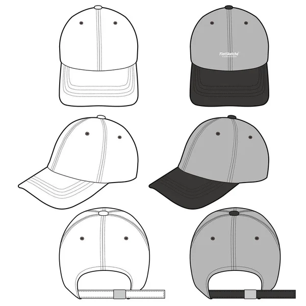 Gorra Béisbol Diseño Maqueta Vector Plano Moda — Vector de stock