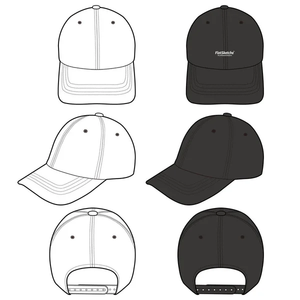 Baseball Cap Modă Design Plat Vector Mockup — Vector de stoc