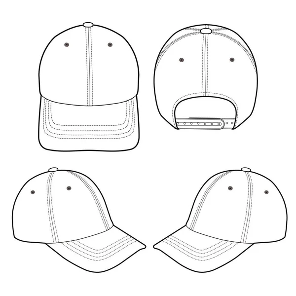 Baseball Cap Fashion Flat Vector Mockup Design — Stock Vector
