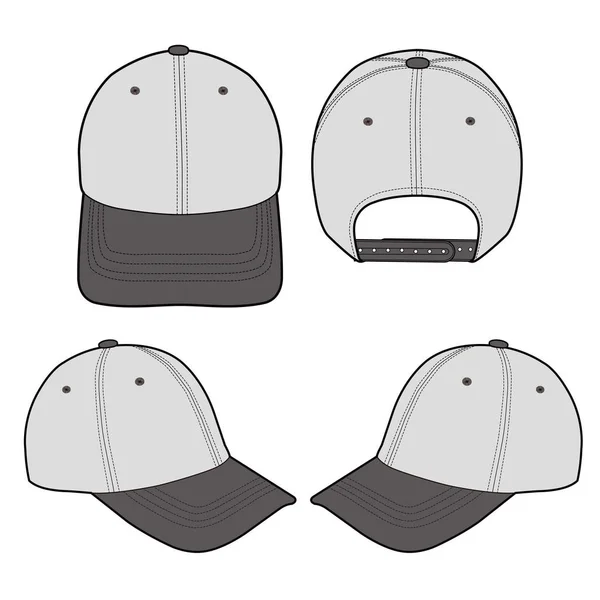Baseball Cap Platte Vector Mockup Modevormgeving — Stockvector