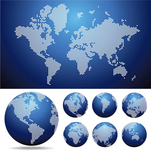 世界地球地図ベクトル設計図テンプレート — ストックベクタ