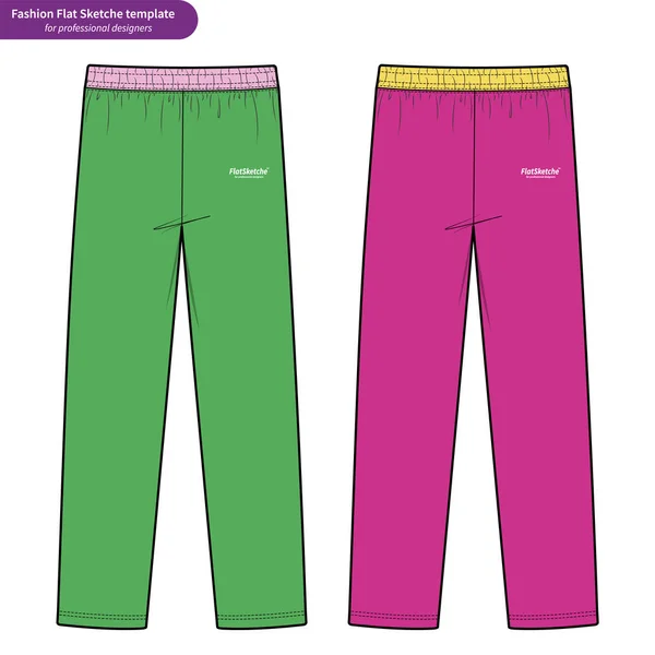 Track Pants Plantilla Vector Dibujo Técnico Plano Moda — Vector de stock