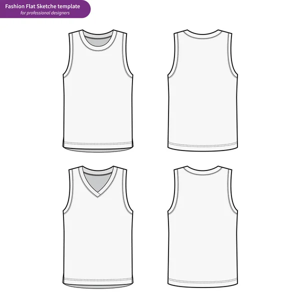 Modelo Vetor Desenho Técnico Plano Sem Mangas Tank Top Fashion —  Vetores de Stock