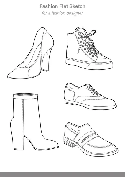 Zapatos Set Vector Diseño Ilustración Plantilla — Vector de stock