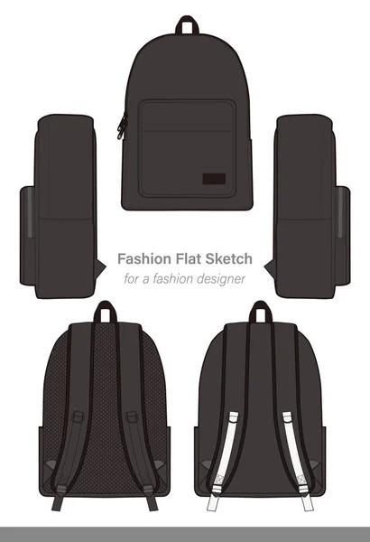 Modelo Vetor Desenho Técnico Plano Moda Mochila —  Vetores de Stock