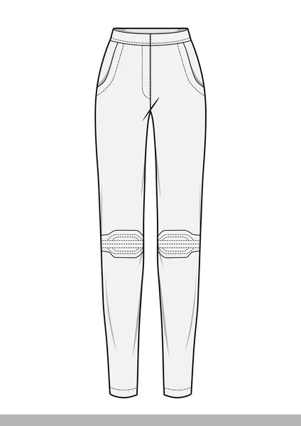 Pantalones Moda Plano Plantilla Dibujo Técnico — Vector de stock