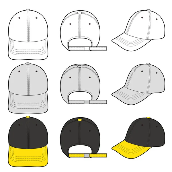 Baseball Cap Fashion Flat Vector Mockup Design — Stock Vector