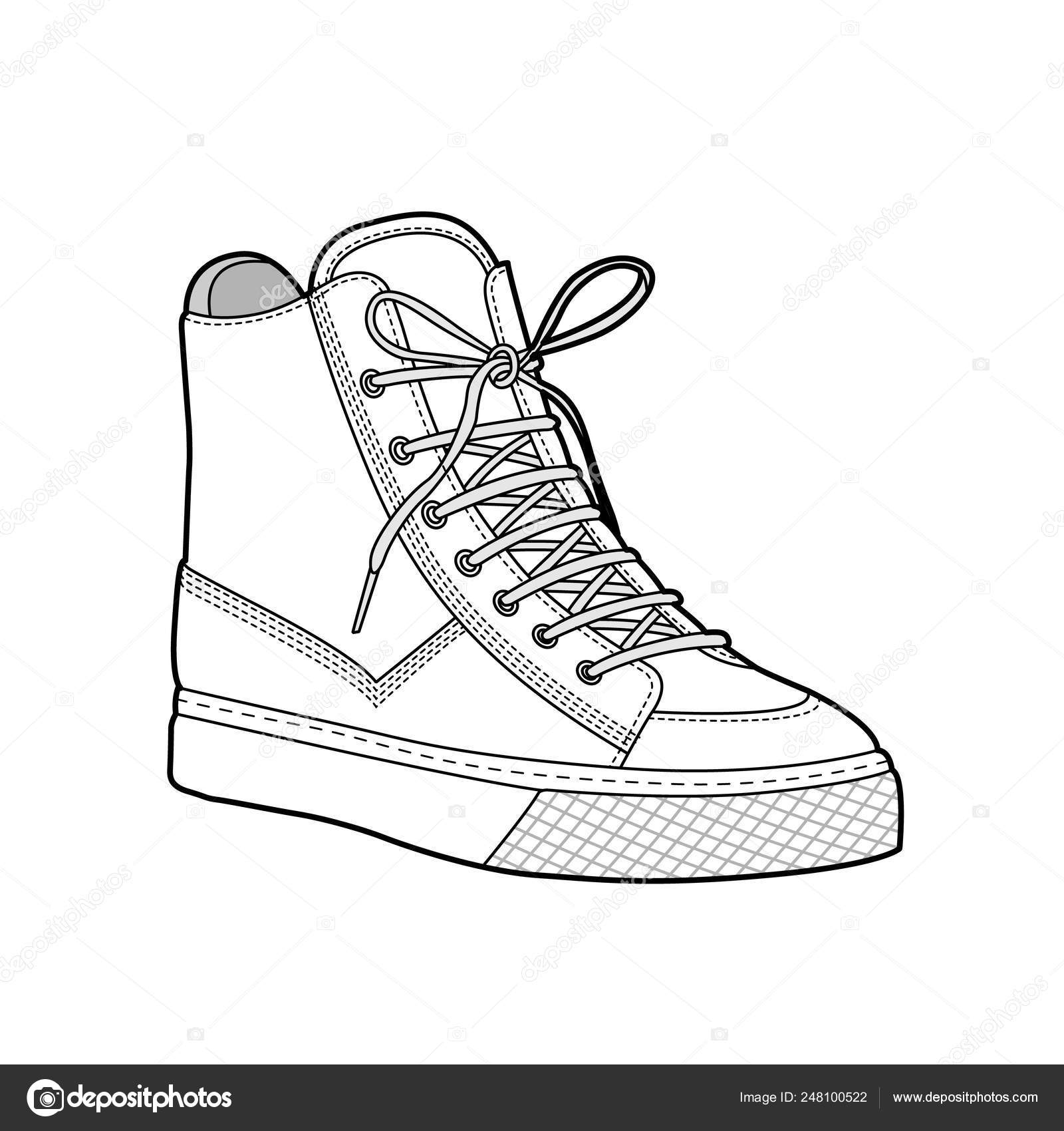 Volcanic reference exposure Shoes Fashion Flat Technical Drawing Vector Template Stock Vector Image by  ©haydenkoo #248100522