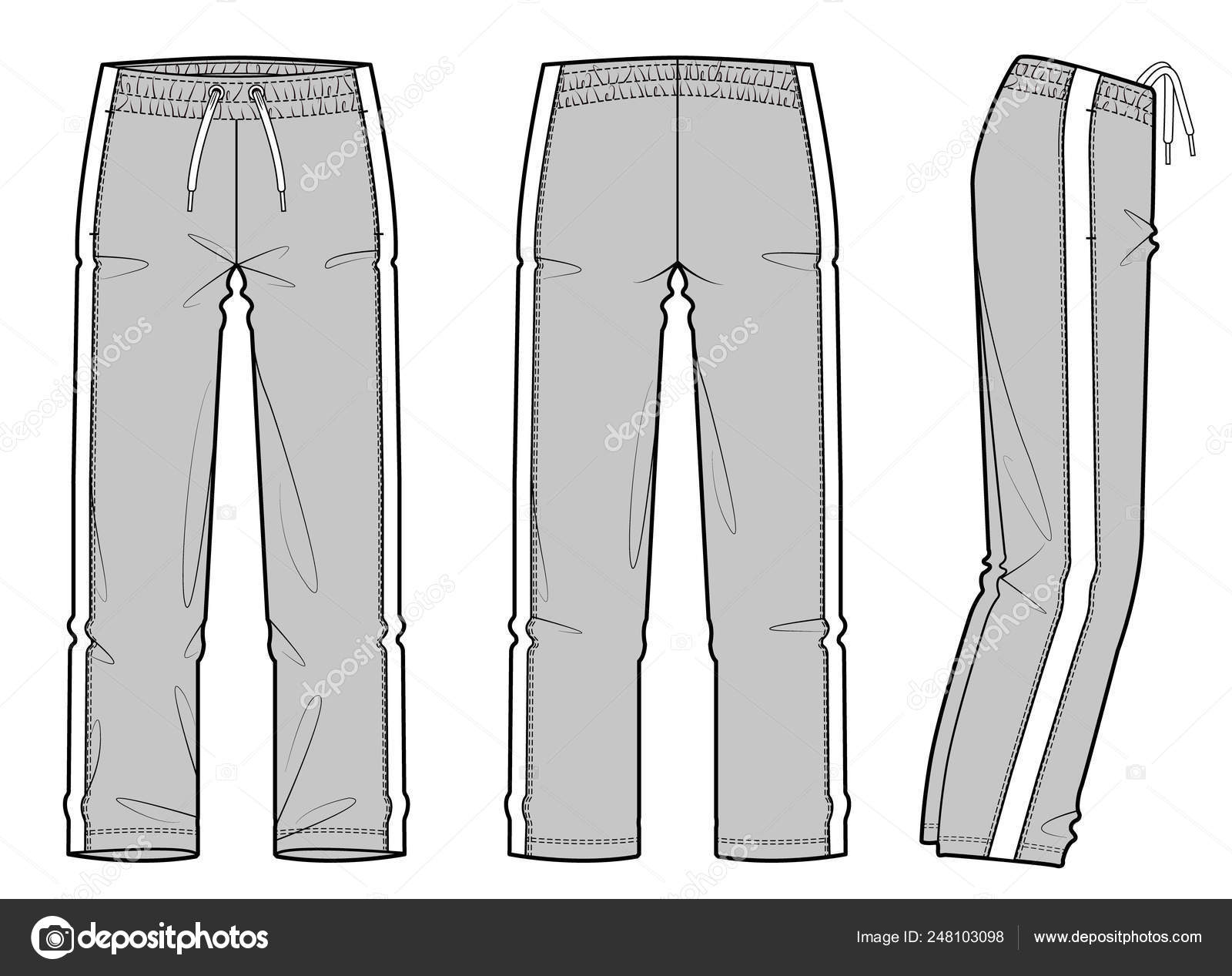 Track Pants Fashion Flat Technical Drawing Vector Template Stock Vector ...