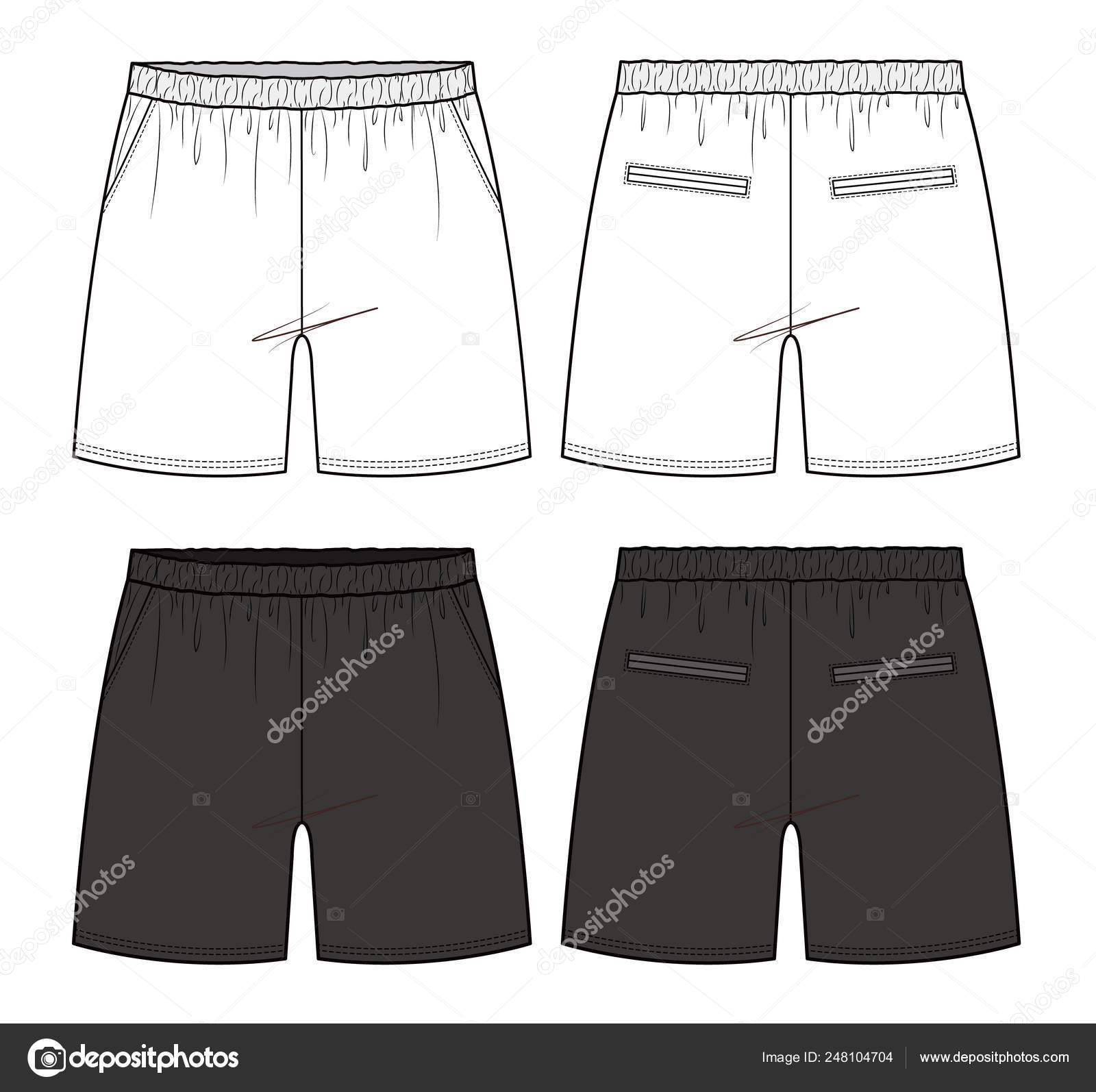 Short pants fashion flat technical drawing Vector Image