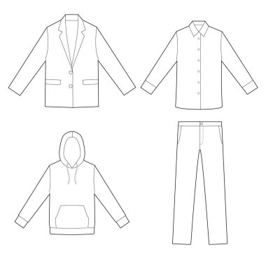 Moda düz teknik çizim vektör şablonu