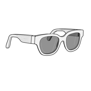 Güneş gözlüğü moda düz Sketche vektör şablonu