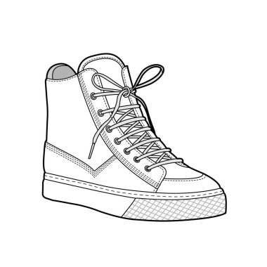 Ayakkabı Moda düz teknik çizim vektör şablonu