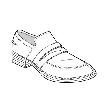 Ayakkabı Moda düz teknik çizim vektör şablonu