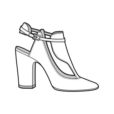 Ayakkabı Moda düz teknik çizim vektör şablonu