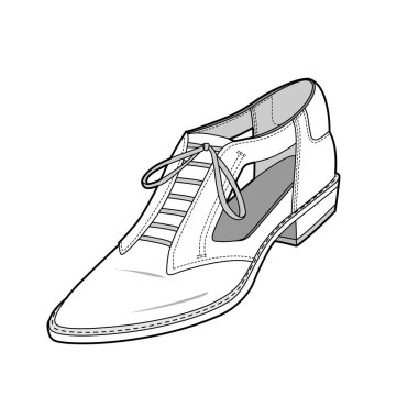 Ayakkabı Moda düz teknik çizim vektör şablonu