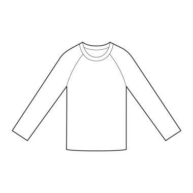 Raglan kollu Tee moda düz teknik çizim şablonu
