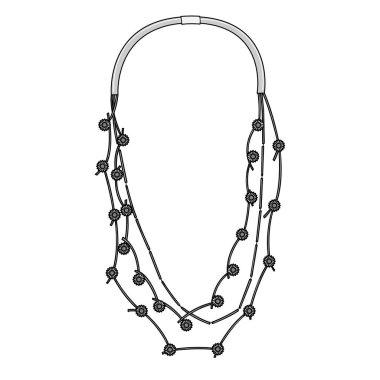 Kolye moda düz teknik çizim vektör şablonu