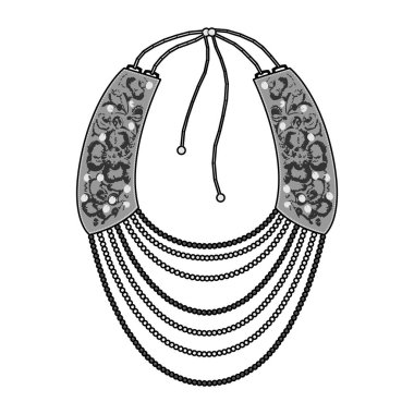 Kolye moda düz teknik çizim vektör şablonu