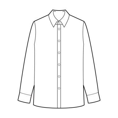 Uzun kollu gömlek moda düz teknik çizim şablonu