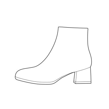 Boots Ayakkabı Moda düz teknik çizim vektör şablonu