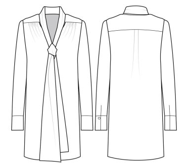 Longblouse vektör tasarım çizim şablonu