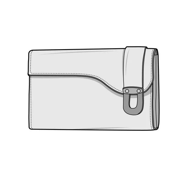 Brieftasche Mode Flache Technische Zeichnung Vektor Vorlage — Stockvektor
