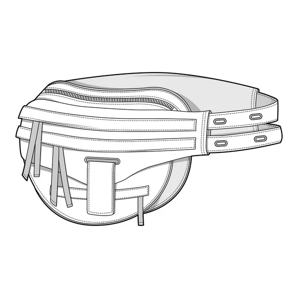 Bolsa Cintura Plantilla Dibujo Técnico Plano Moda — Archivo Imágenes Vectoriales