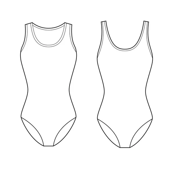 Swimwear Fashion Flat Technical Drawing Vector Template — Stock Vector